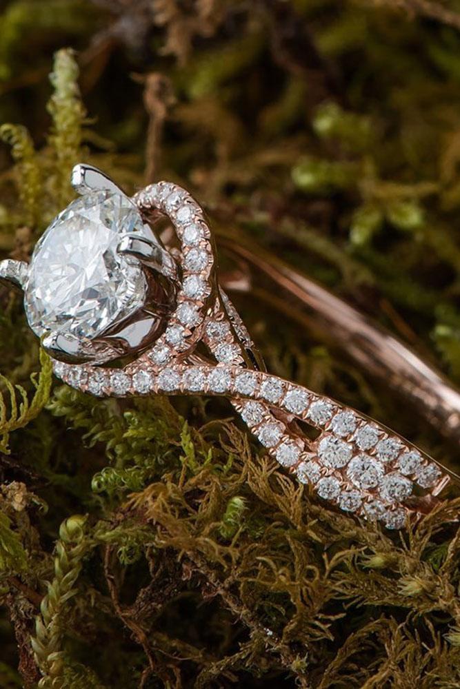 round engagement rings diamond halo twist pave band