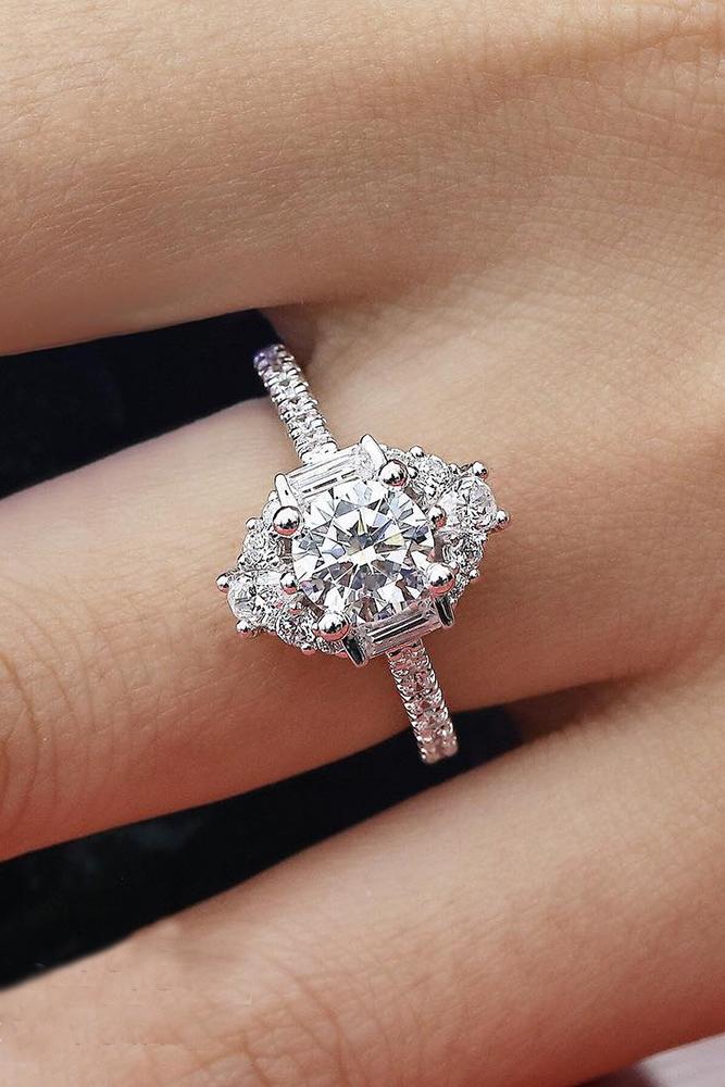 round engagement rings unique diamond mille stones