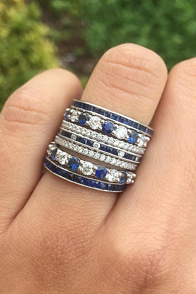 unique wedding rings band sapphire white gold