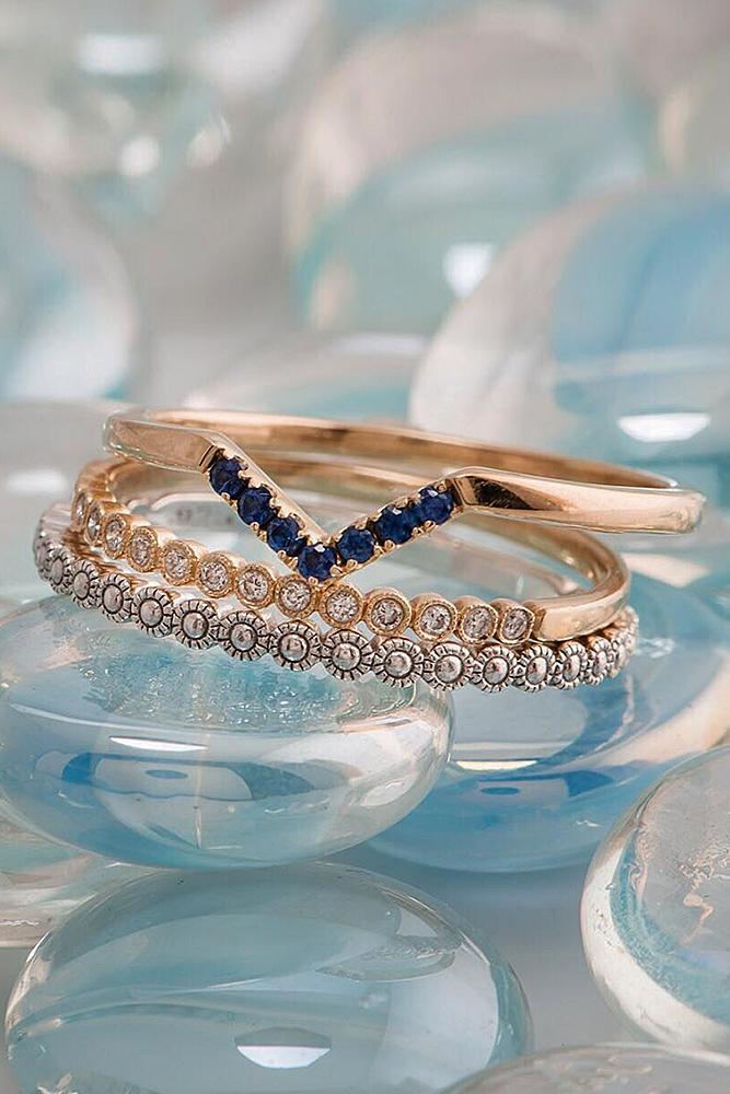 unique wedding rings rose gold sapphire diamonds