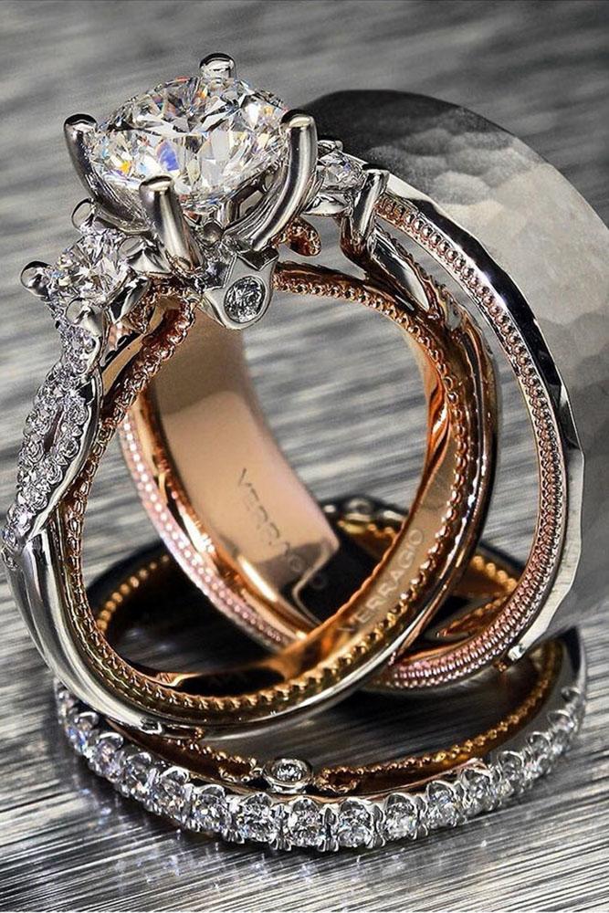 unique wedding rings white rose gold round cut diamond twist band