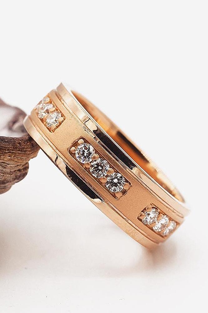 unique wedding rings yellow gold wedding bands with sidestones sparkling