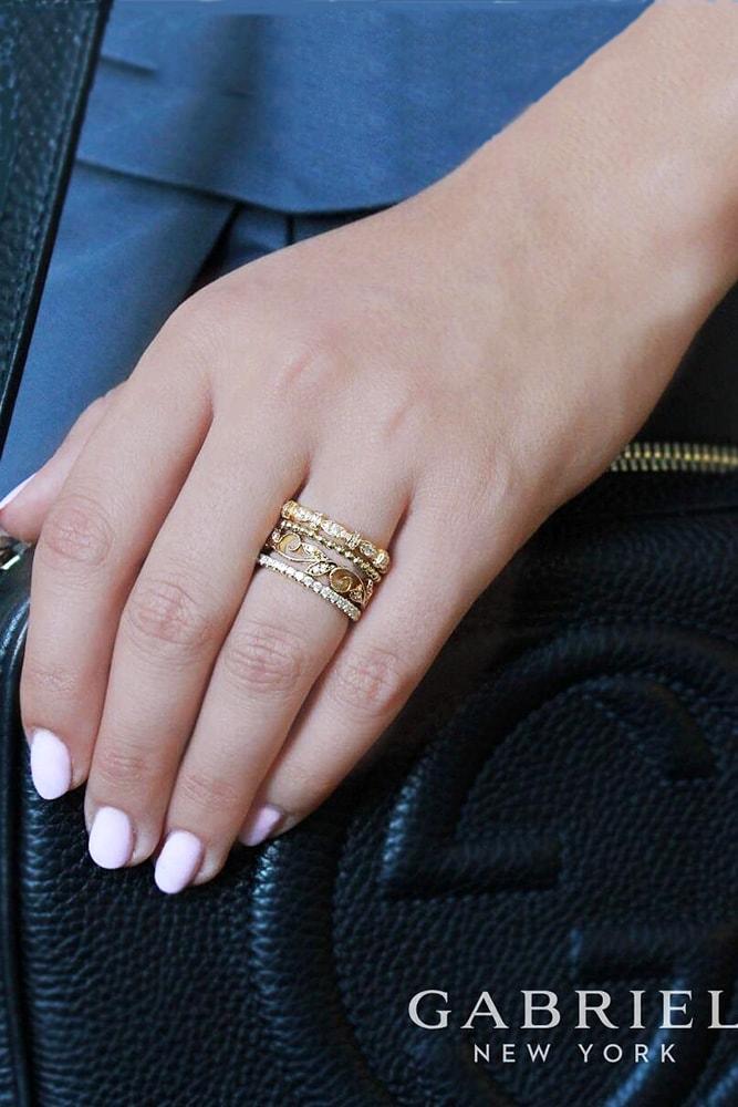 vintage wedding bands in sets floral elements gold