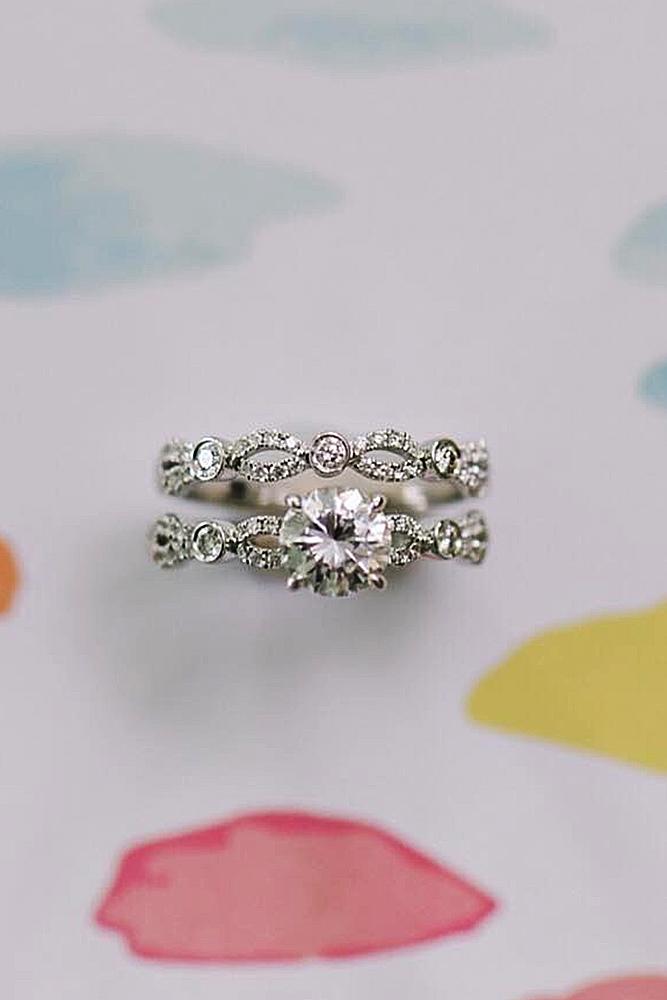 vintage wedding bands twist band pave band gold diamond