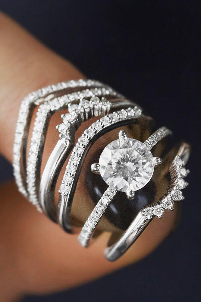 vintage wedding bands white gold diamond pave band