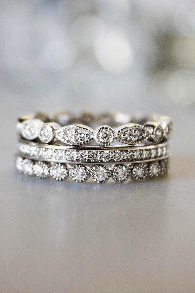 vintage wedding bands white gold diamond pave band twist