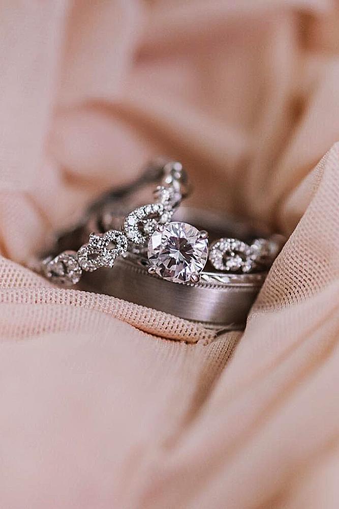 vintage wedding bands white gold pave band twist chain
