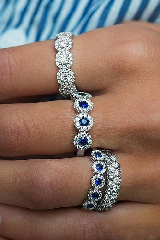 vintage wedding bands white gold sapphire diamond halo