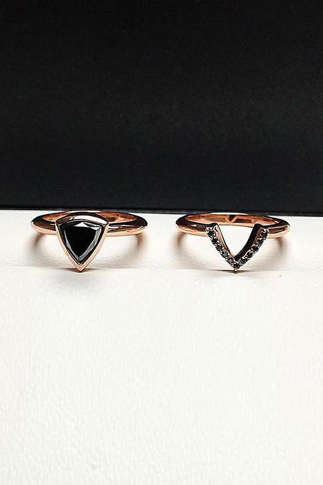 black diamond engagement rings wedding set gold unique modern