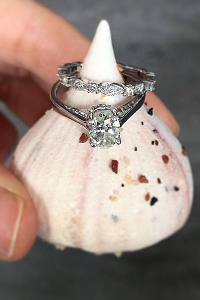 diamond wedding rings oval solitaire white gold