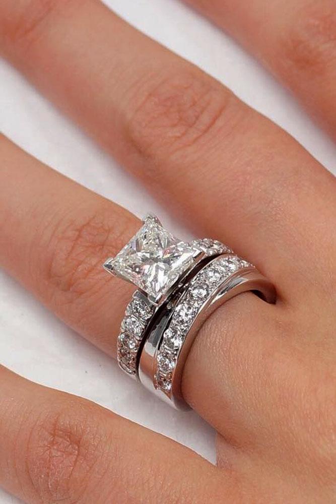 diamond wedding rings princess cut diamond unique band white gold