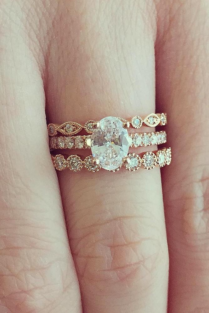 diamond wedding rings simple solitaire oval gold pave band