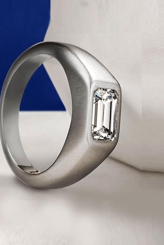 emerald engagement rings for him diamond emerald cut mens platinum ring