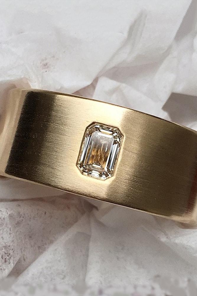 emerald engagement rings for him emerald cut diamond yellow gold