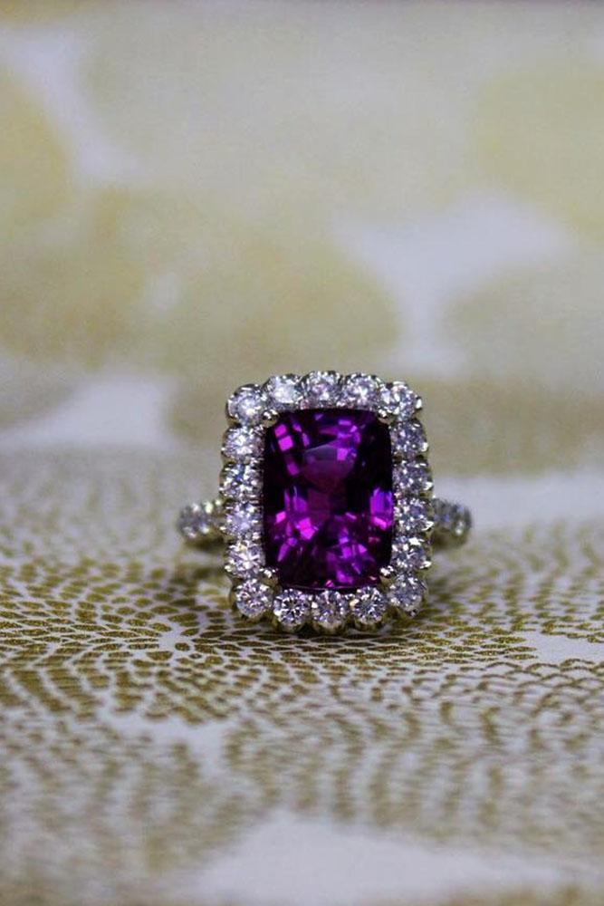 emerald engagement rings halo white gold purple sapphire