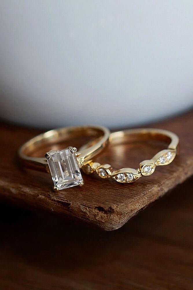 emerald engagement rings rose gold wedding set solitaire