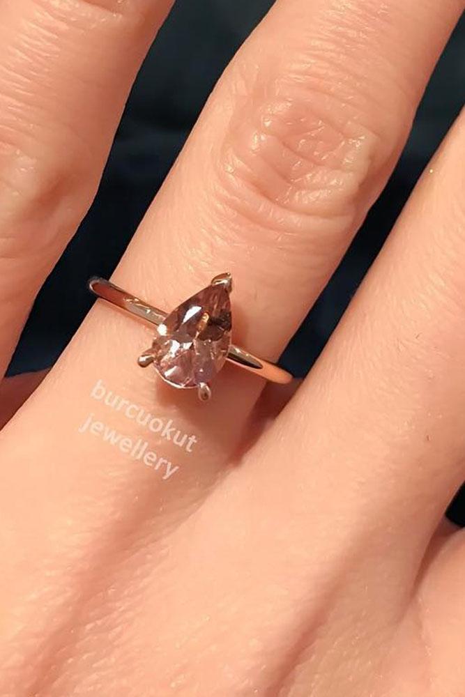 gemstone engagement rings pear tourmaline rose gold solitaire simple ring
