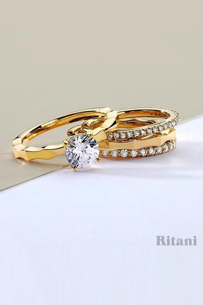 ritani engagement rings gorgeous yellow gold round cut diamond solitaire in set pave band simple ritani min
