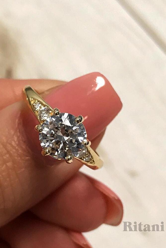 ritani engagement rings gorgeous yellow gold round cut diamond solitaire pave band classic ritani