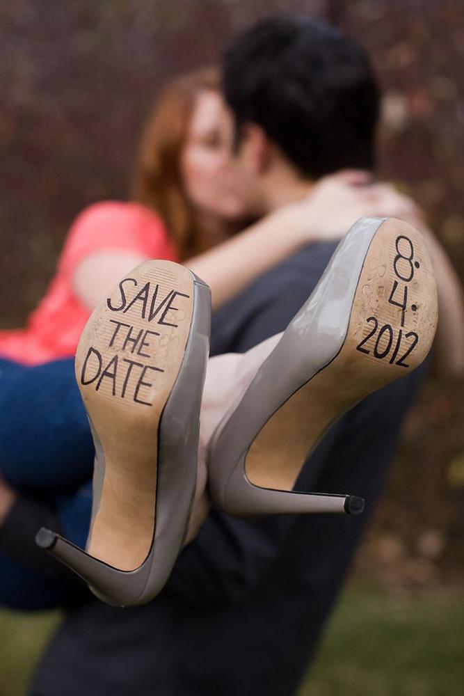 save the date ideas couple and shoes saving date