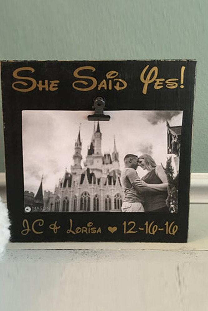 save the date ideas in disneyland style black and white photo in frame