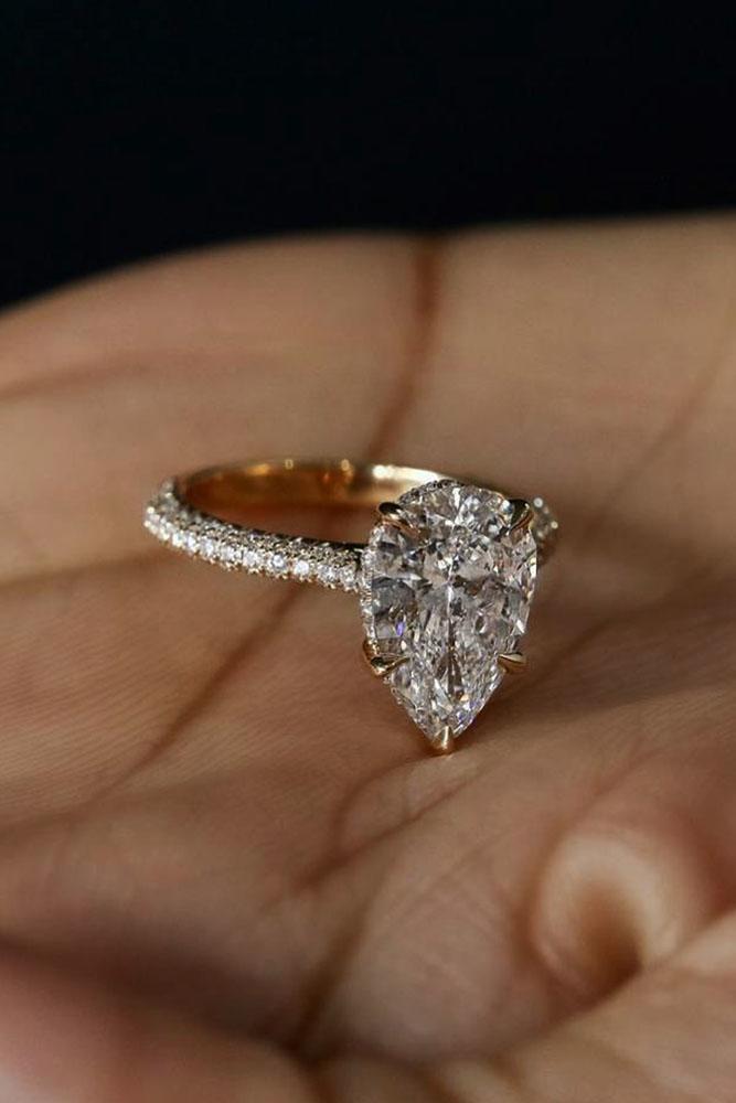 solitaire engagement rings rose gold pear shaped engagement rings rose gold