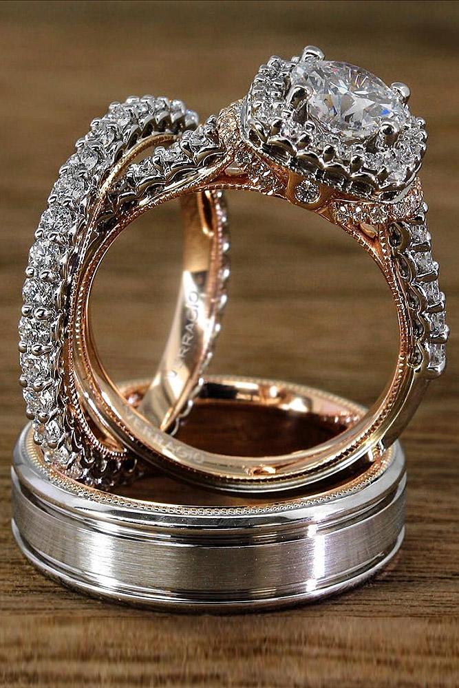 verragio engagement rings halo pave band round diamond