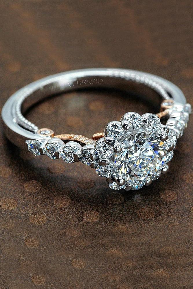 verragio engagement rings halo pave band white gold round diamond