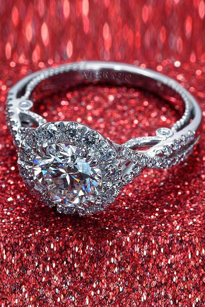 verragio engagement rings halo twist pave band white gold round diamond