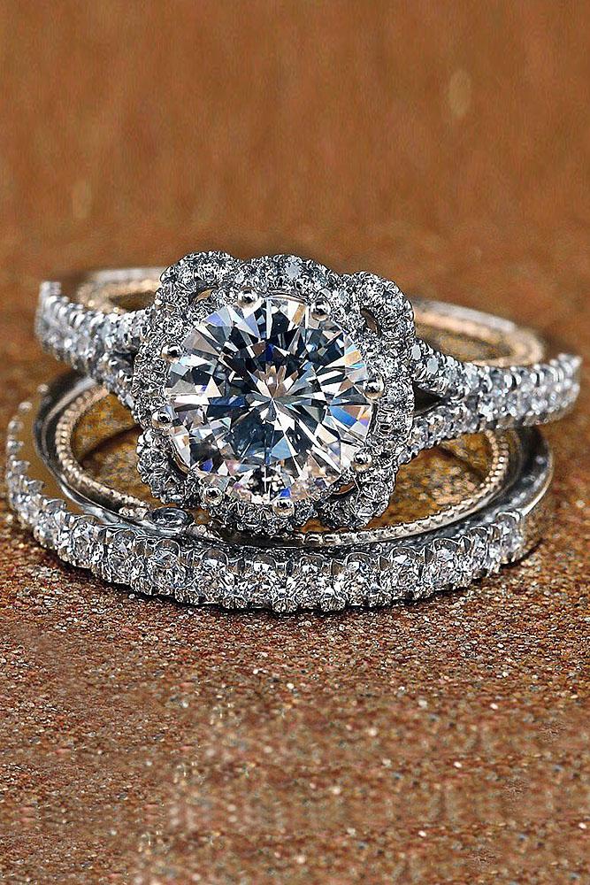 verragio engagement rings round diamond pave band white gold