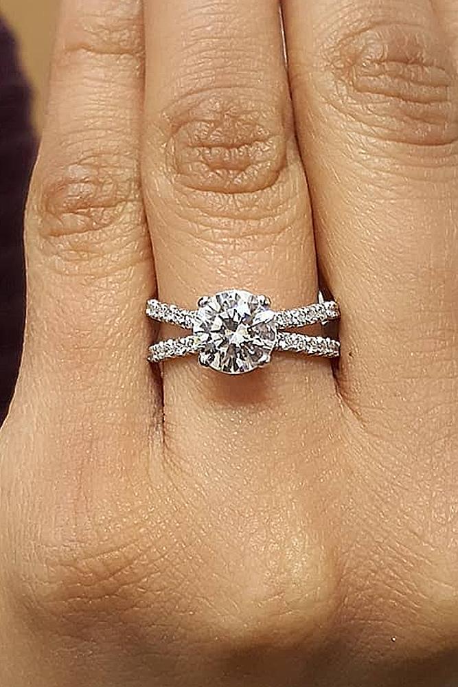 white gold engagement rings modern split pave band