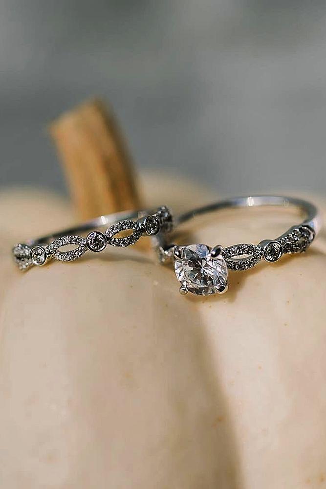 white gold engagement rings twist round cut diamond solitaire