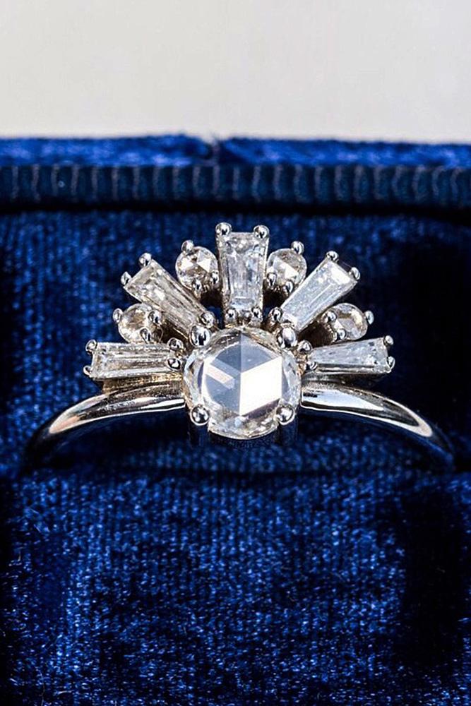 white gold engagement rings unique round cut diamond