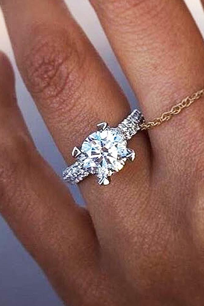 white gold engagement rings white gold pave band round cut