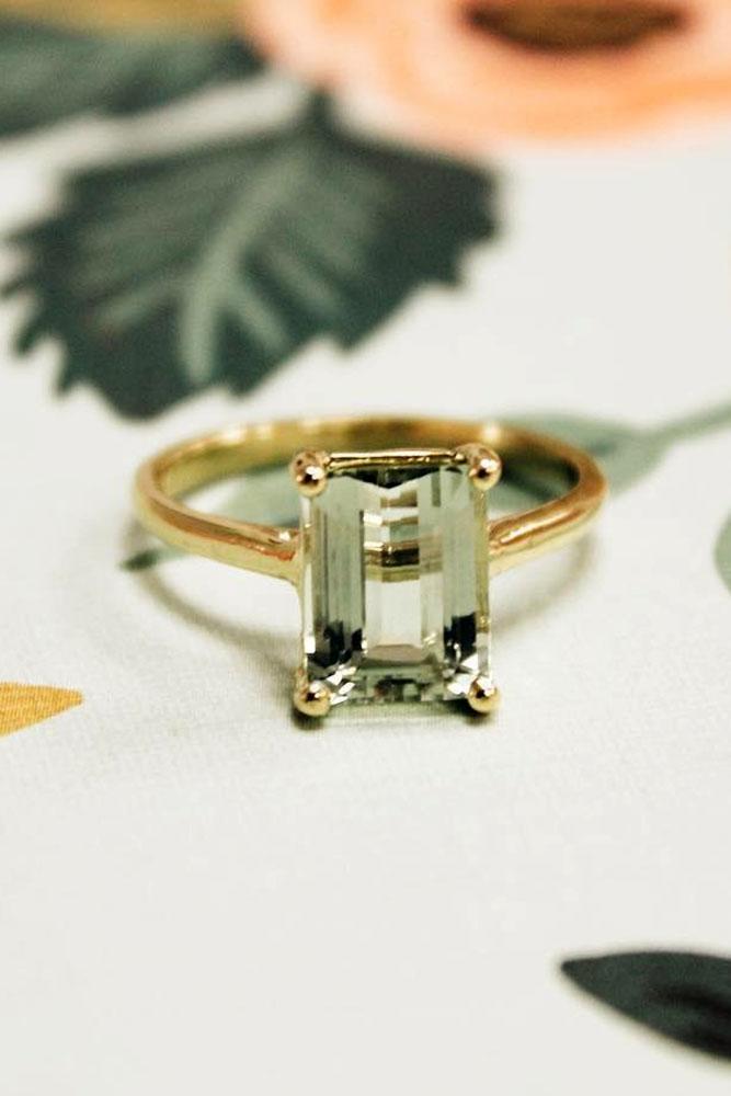 yellow gold engagement rings emerald cut solitaire ring