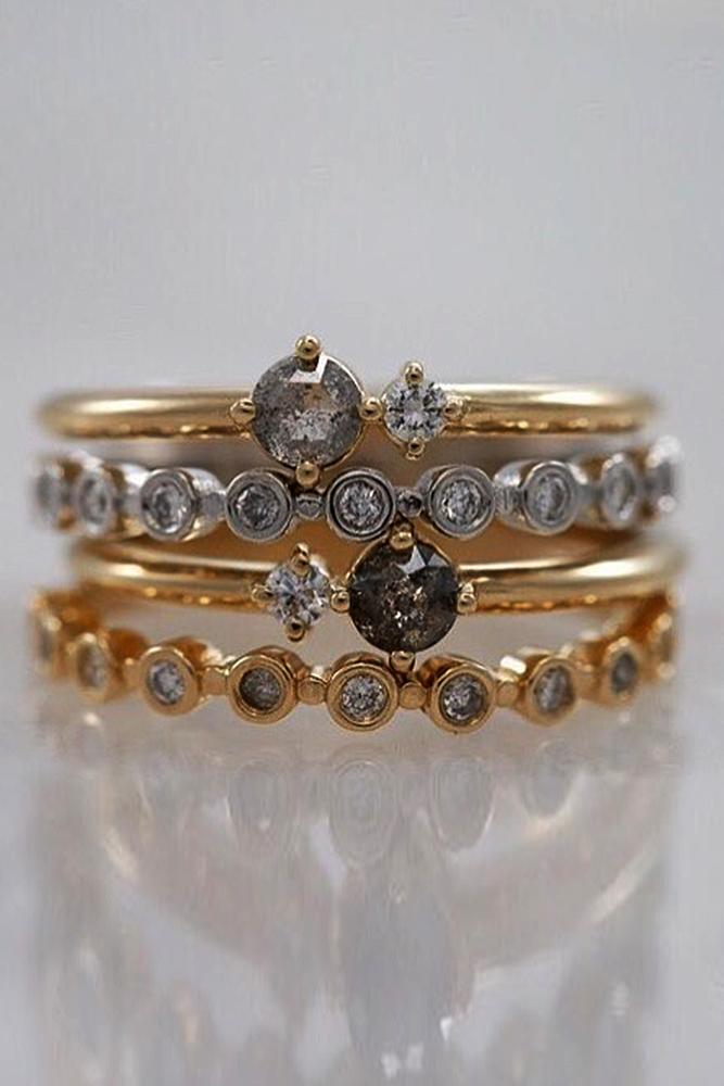yellow gold engagement rings stackable ring band diamond