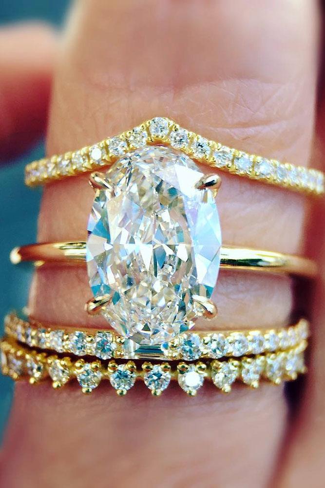 yellow gold engagement rings wedding set oval cut diamond simple
