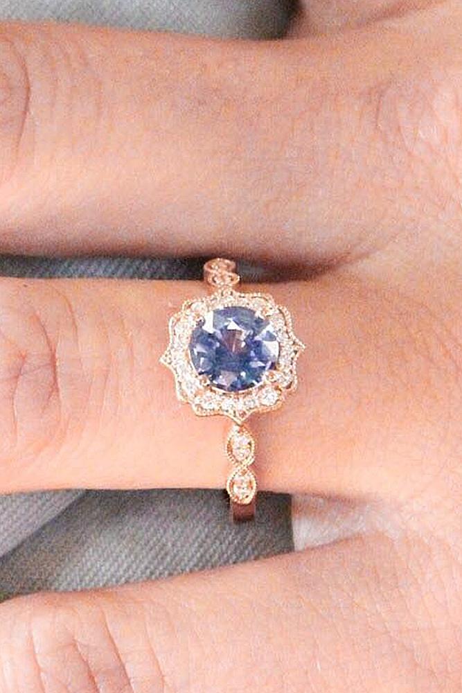 aquamarine engagement rings halo rose gold