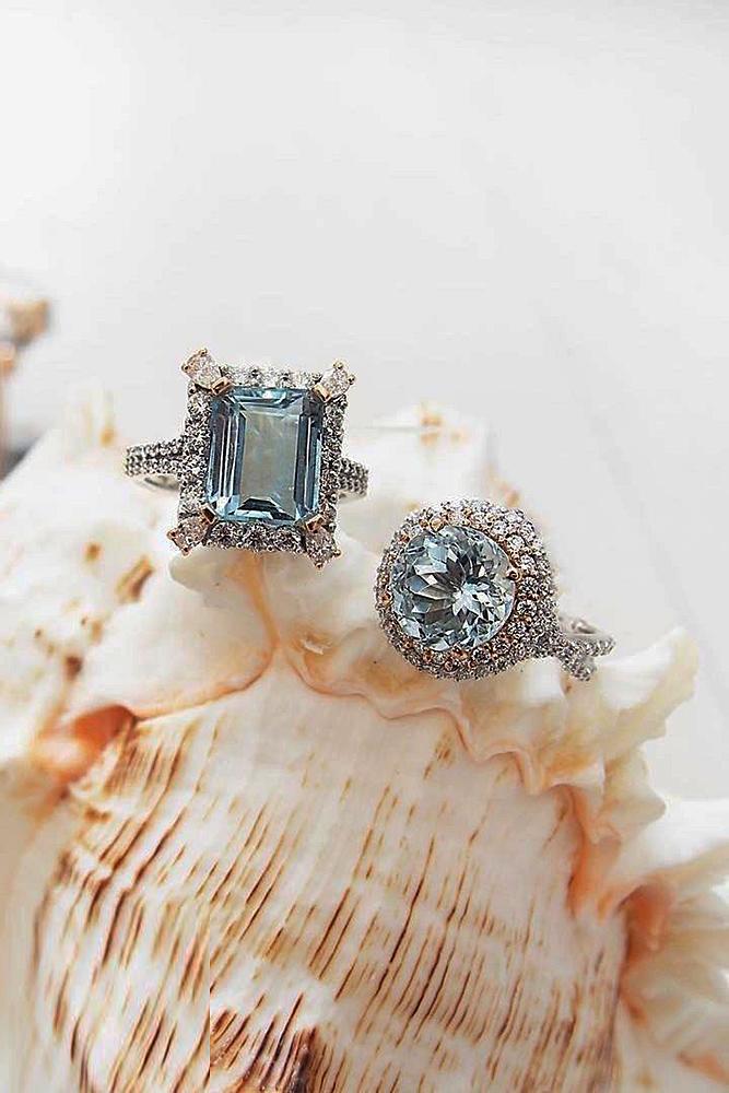 aquamarine engagement rings halo white gold round emerald cut