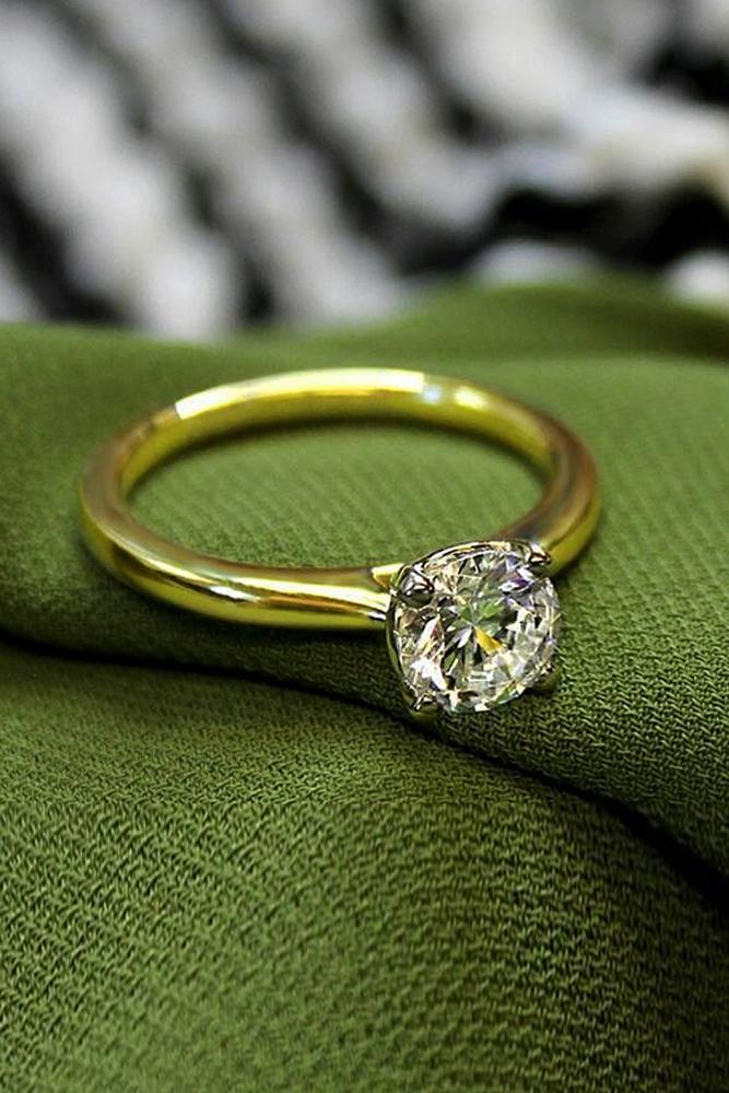beautiful engagement rings solitaire gold round cut simple