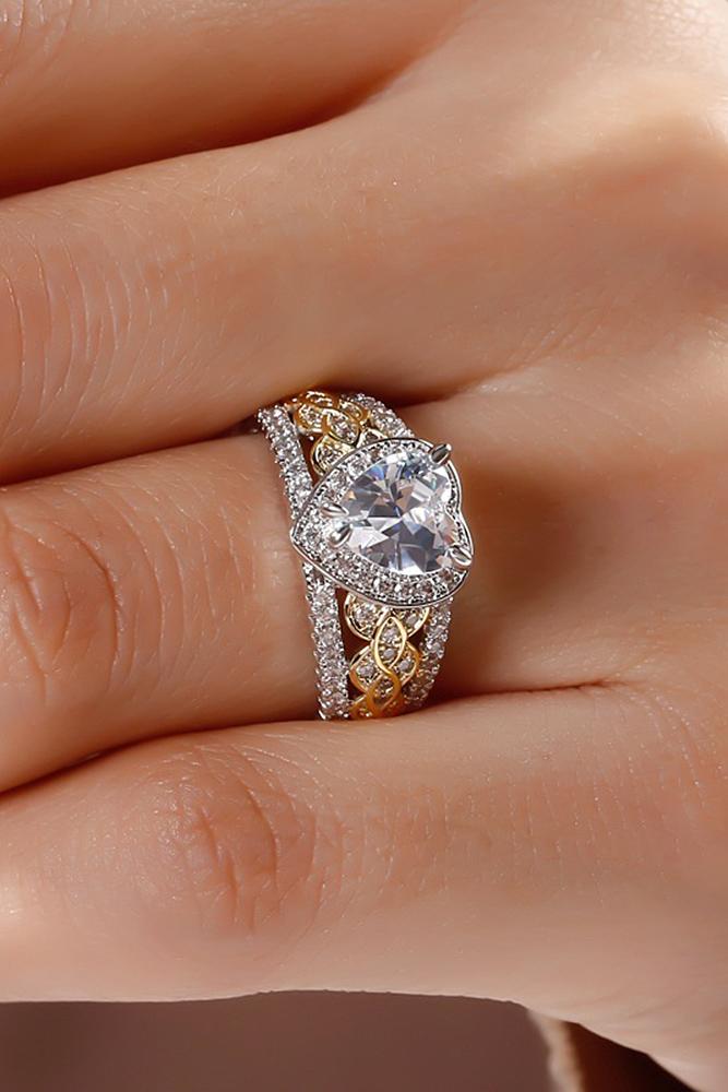 beautiful engagement rings wedding set heart cut yellow white gold