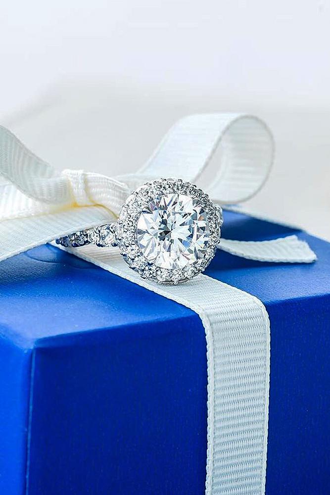 beautiful engagement rings white gold diamonds halo pave band