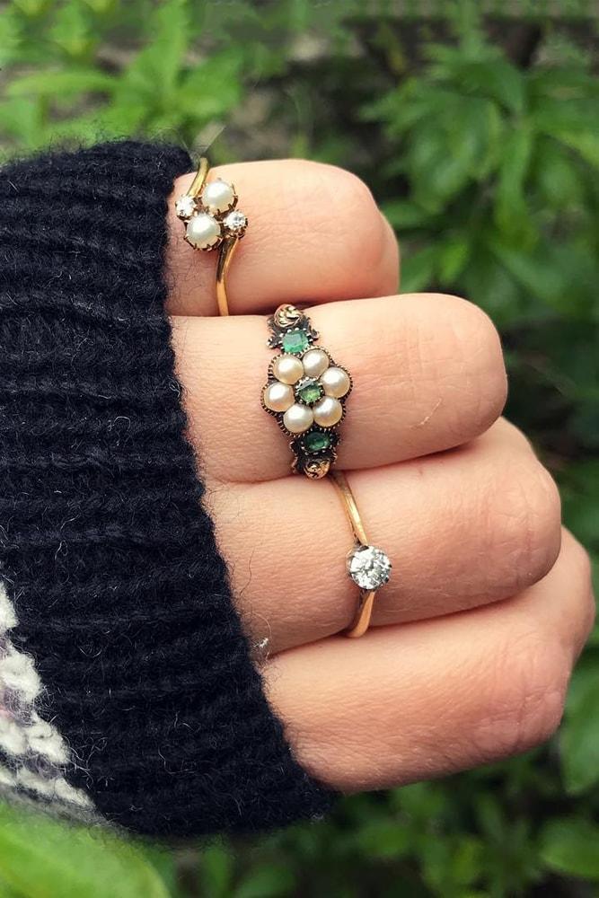 beautiful engagement rings with floral elements rose gold round cut gemstone