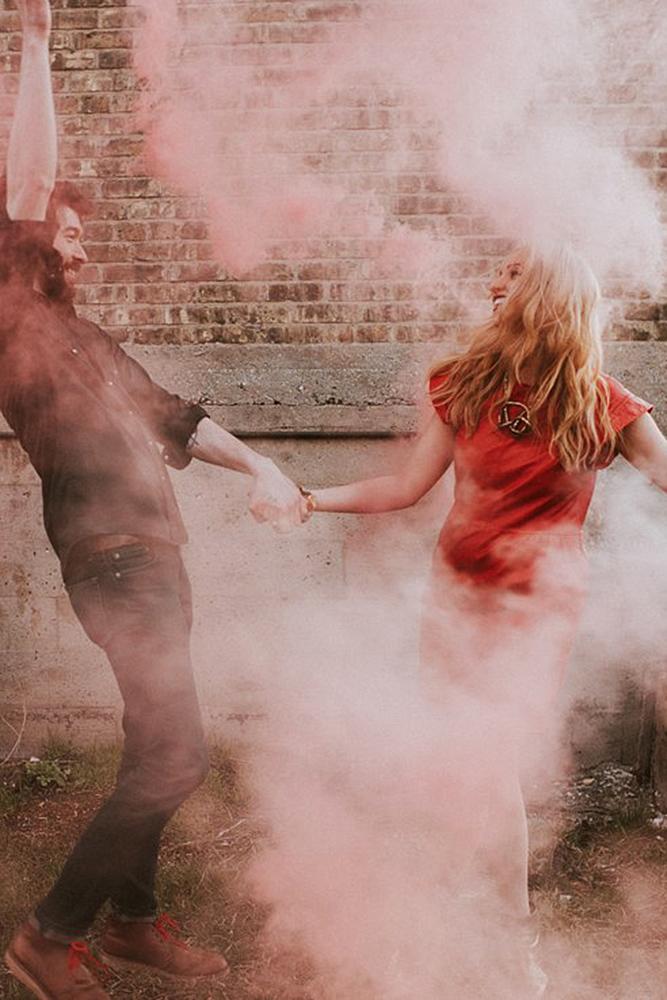engagement photos man and woman funny happy couple