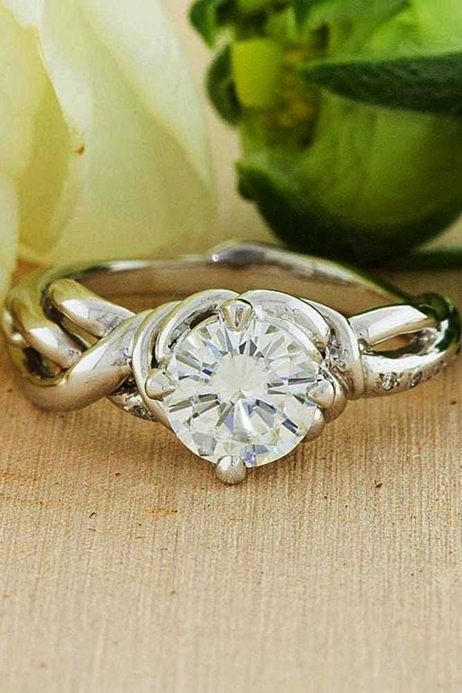 engagement rings styles engagement ring with twisted bands white gold round cut gemstone solitaire sparkling