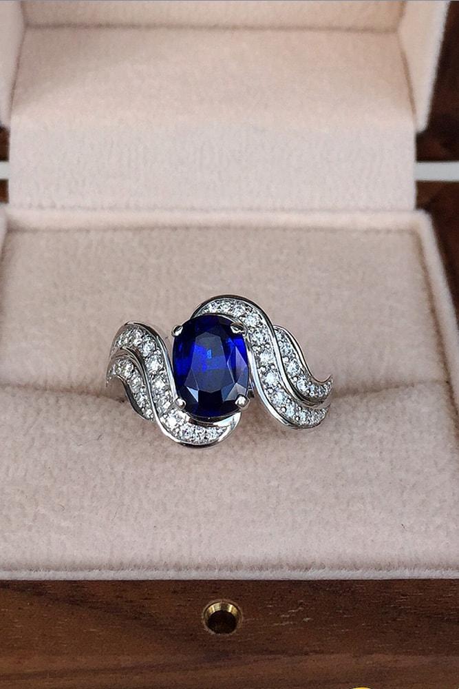 modern engagement rings white gold oval cut sapphire pave band with diamonds split shank