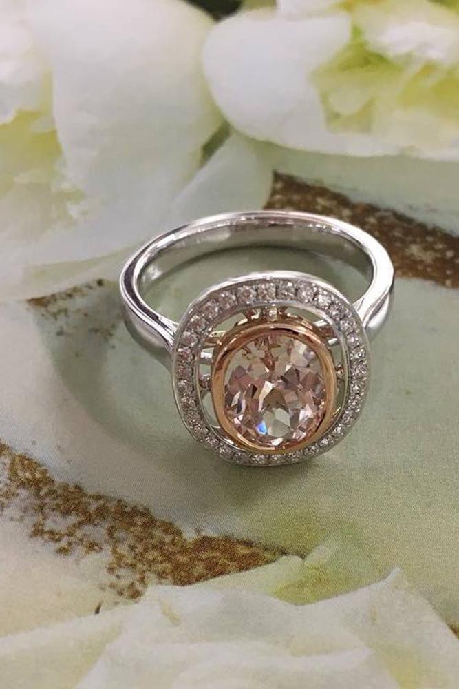 morganite engagement rings ovalcut morganite stone with halo white gold