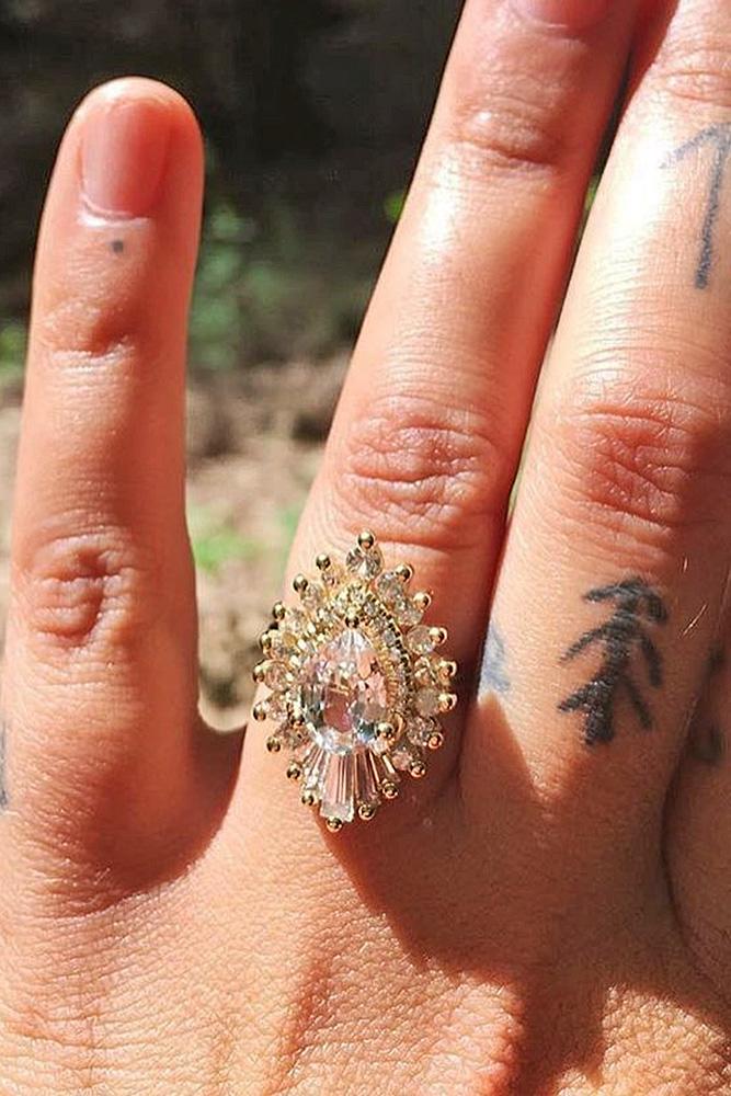 morganite engagement rings unique halo gold pearl