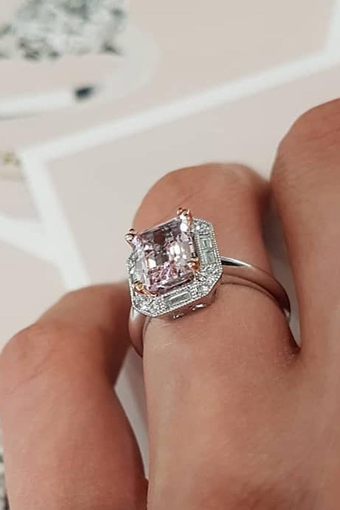 morganite engagement rings unique white gold emerald cut