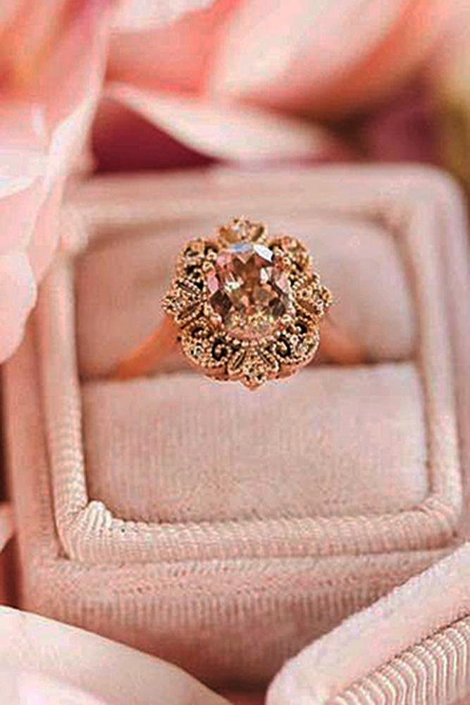 morganite engagement rings vintage rose gold oval